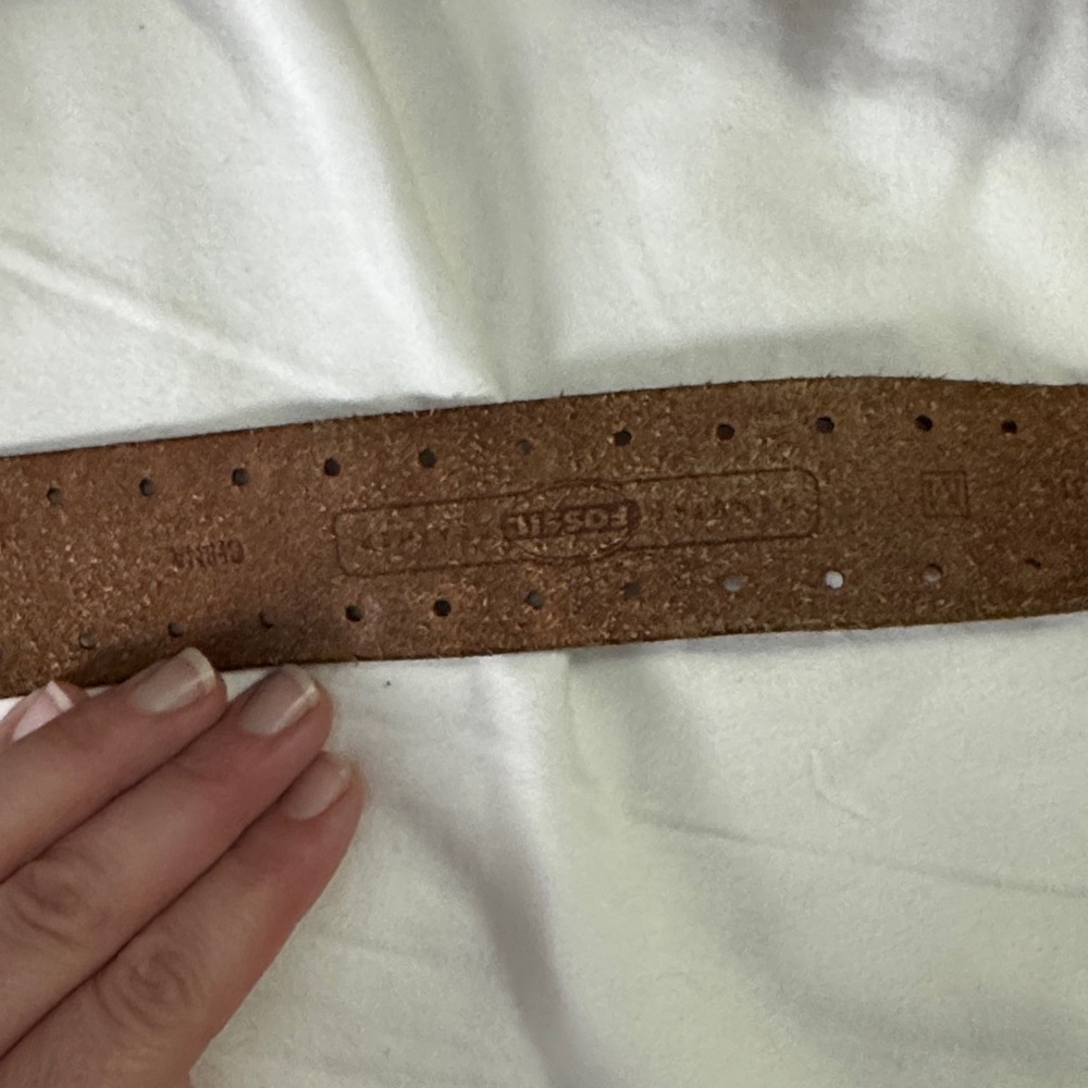 Y2K Brown Leather Belt with Silver Buckle - Picture 3 of 7